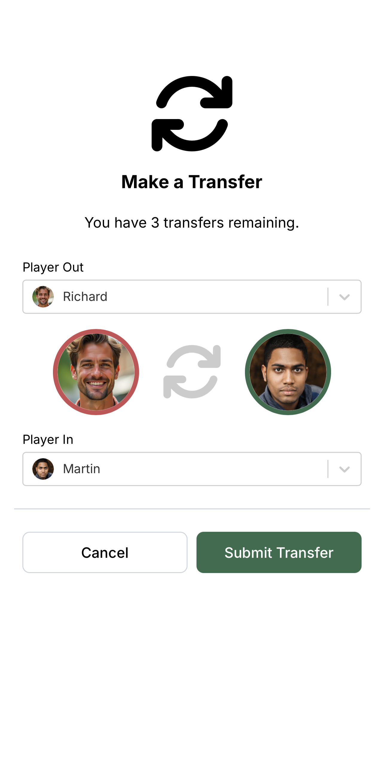 Fantasy Stag transfer flow